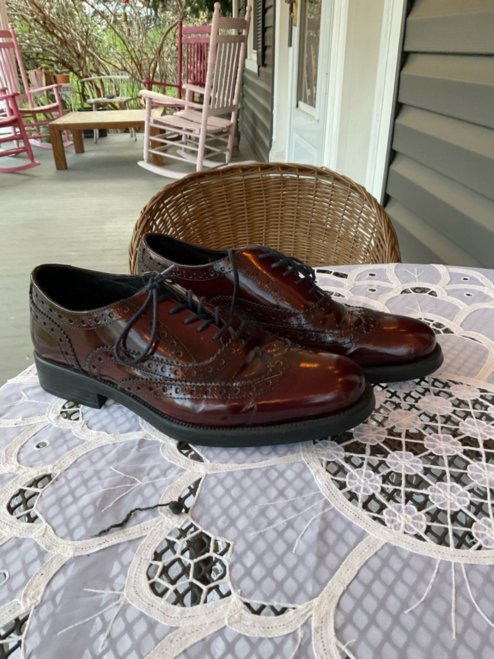 Women's Boemos Wingtip Leather Loafers in Burgundy